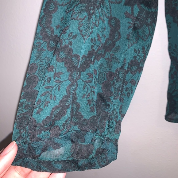 Vintage motherhood emerald green & black blouse - Picture 6 of 8